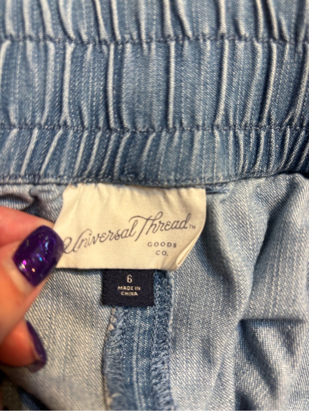 Universal Thread Denim Skirt Size 6 Light Blue Tie-Waist Belt Midi A-Line Jean - Picture 9 of 12